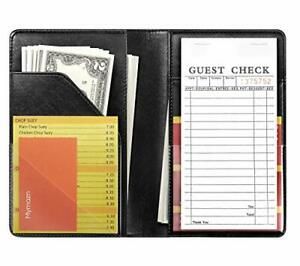 Waiter Waitress Book Server Wallet Pad Organizer Money Pocket Check Holder Bl...