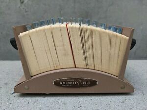 Authentic ROLODEX Light Brown Metal Card File Model V524 w/ Original Cards