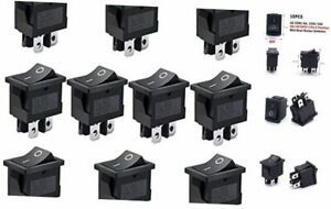 / 10Pcs AC 250V/6A, 125V/10AON/Off DPST 4 Pin 2 Position Mini Boat Black