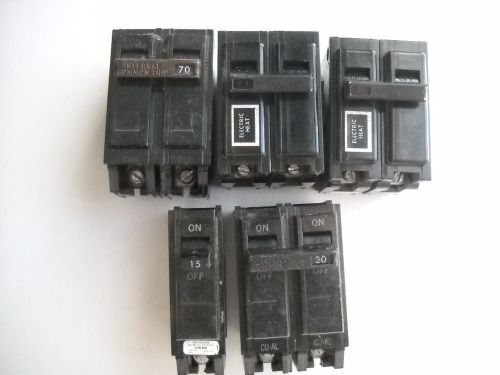 MIXED LOT OF 5 GE &amp; ITE BREAKERS