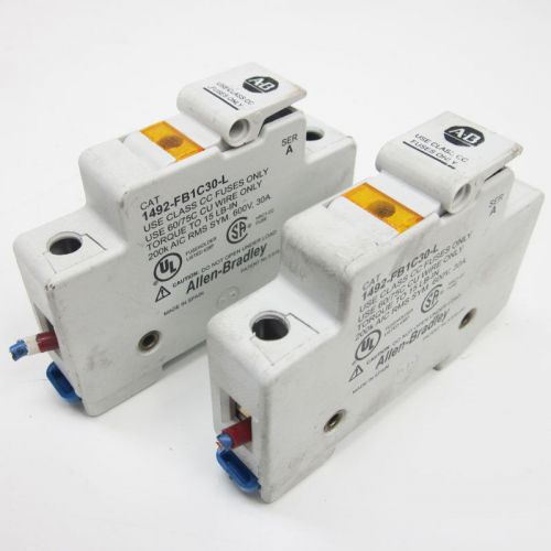 Lot of 2 allen bradley 30a fuse holders 1492-fb1c30-l holder ab 600v series a for sale