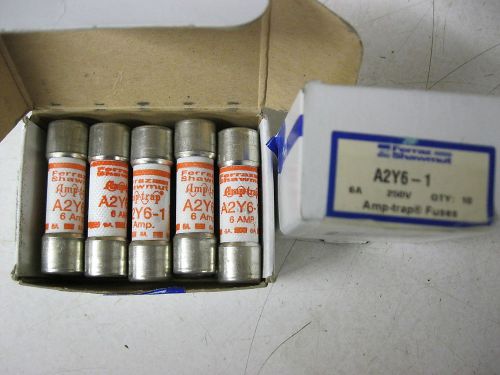 Box of 10 Ferraz Shawmut A2Y6-1 Amp Trap Fuses 6A 250VAC 500VDC Merson A2Y61