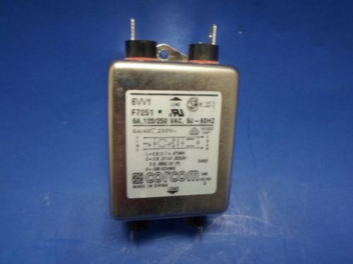 USED CORCOM EMI FILTER 6W1 F7251, 6A, 120/250 VAC, 50/60 HZ, USED EXLNT