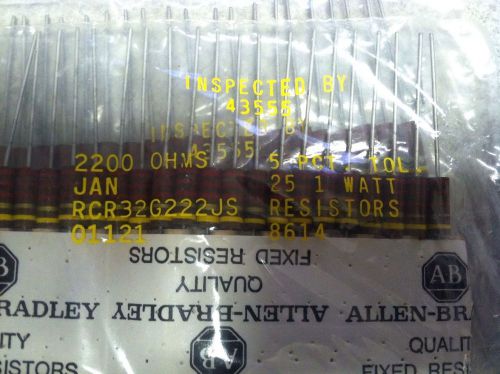 25 allen bradley resistors rcr32g222js 2200 ohms                1watt 5% tol for sale