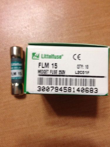 Fuse, 15 Amp, FLM15 Midget Fuse, Littlefuse, Box Of 10 Each