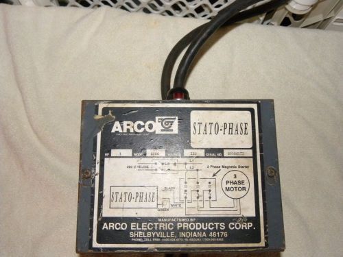 Panel for arco stato phase 3 phase motor model  s100. 1 hp  230 v. panel only. for sale