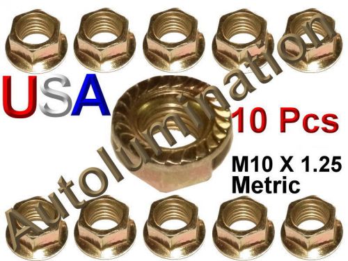 Zinc Plated Flange 10mm 14mm Hex Nuts M10 x 1.25 Metric Thread Car Body Serrated