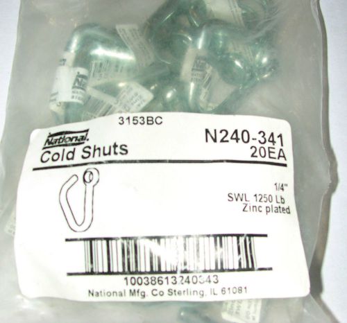 40 pcs NIP National Hardware 3153BC 1/4&#034;  Cold Shuts N40-341 2 packs of 20