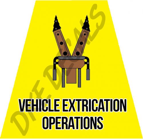 VEHICLE EXTRICATION OPERATIONS HELMET TET TETRAHEDRONS STICKER YELLOW REFLECTIVE