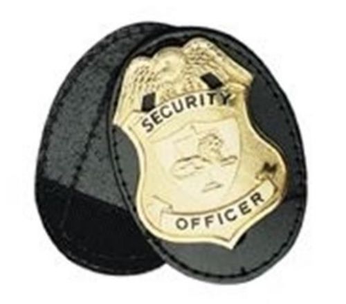 Boston Leather 5888-1 Oval Clip-On Badge Holder w/ Full Swivel and Velcro Black