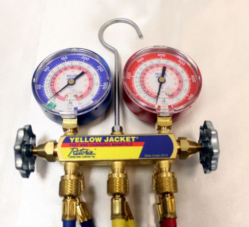 Ritchie yellow jacket test and charging manifold with yellow jacket hoses new for sale