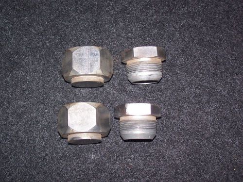 Jic cap &amp; plugs pair vintage good quality metal #24 large for sale