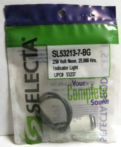 SELECTA SL53213-7-BG GREEN FLUSH LENS INDICATOR LIGHT 250V NEON 25,000HRS - NIP