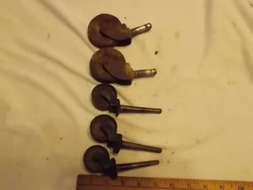 5 Old Industrial Metal Castors Wheels lot