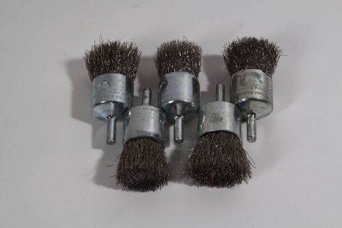 5pcs Weiler 1&#034; Crimped Wire End Brush, New, Stainless, Part # 10022