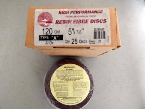 Gemtex 20250800 - 5&#034; Alum. Oxide 120 Grit Grinding Disc, 7/8&#034; Center, Qty-25