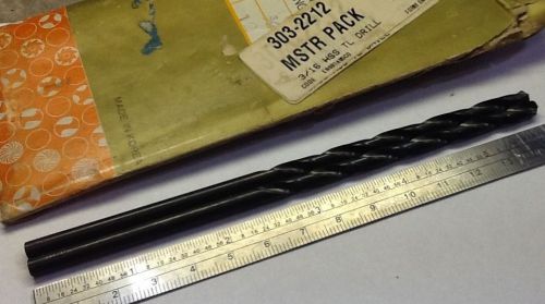 Lot Of 2 New 3/16&#034; (.1875&#034;) x 5-3/4&#034; Long HSS Taper Length Drills