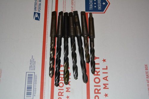 LOT 7 MORSE #2 TAPER SHANK DRILLS BIT 17/32&#034; , 31/64&#034; , 33/64&#034; PTD CLE-FORGE