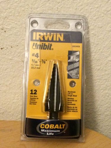 IRWIN UNIBIT #4 STEP DRILL BIT 3/16-7/8 RANGE 12 HOLE SIZES #10234 FREE SHIP