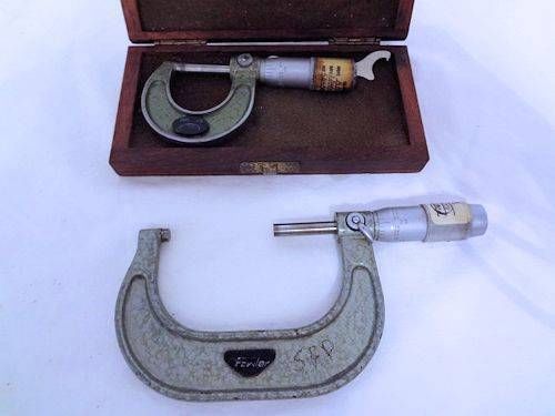 2 Micrometers Helios 0-1&#034; .0001 &amp; Fowler 2&#034;-3&#034; .0001 Machinist Measuring Device