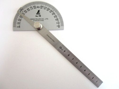 SHINWA Protractor No.19 Single Blade Stainless Steel Popular Size 62480 Japan