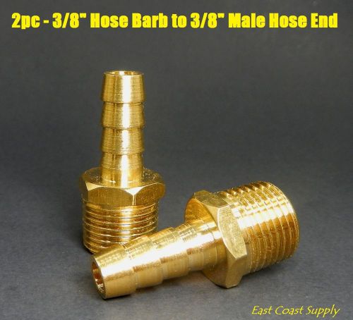 2pc BRASS 3/8 ID HOSE BARB 3/8 NPT Fitting Coupler Air Fluid Fuel Liquid Water