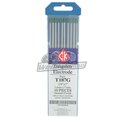 CK T187G Pure Tungsten Electrode 1/8&#034; X 7&#034; Pkg = 10