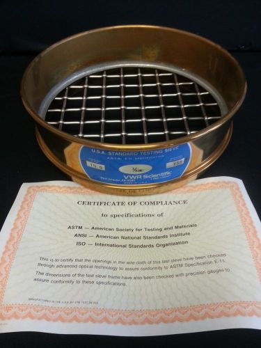 Test Sieve, VWR 57334-224, Brass Frame, SS Wire, USA 75,19mm Opening