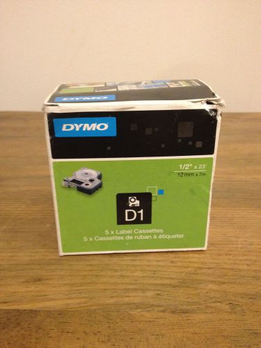 Lot of 5x NEW Sealed DYMO 45013 1/2&#034; x 23 feet Black print White label tape D1