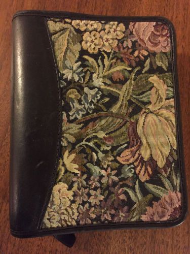 Franklin covey leather tapestry compact 6 ring 1.25&#034; planner binder zip vintage for sale