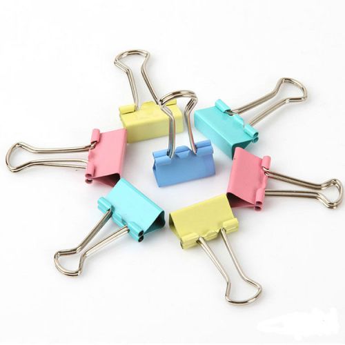 RGG 15PCS Colorful Metal Binder Clips Paper 15mm Office Supplies Color Random