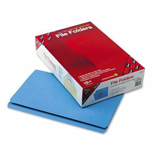 Smead File Folders,  Reinforced Straight Top Tab, Blue, 100 per Box (SMD17010)