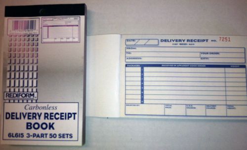 10 Rediform 6L615, Delivery Receipt Books, 3 Part NCR