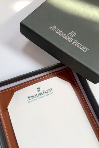 Audemars Piguet Brown Leather Notepad / Jotter with Extra Pocket.