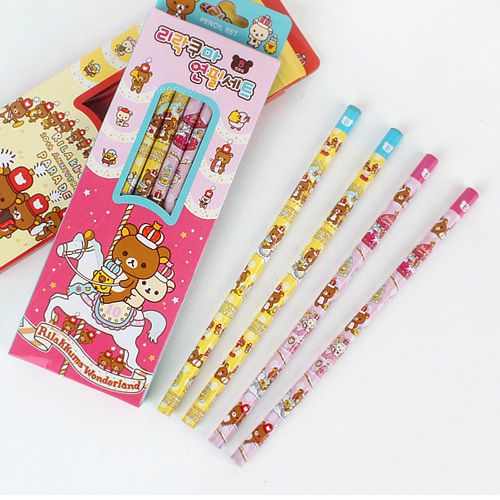 8pcs Cute Rilakkuma Wooden Pencil B Lead Stationary Writing School Supplies