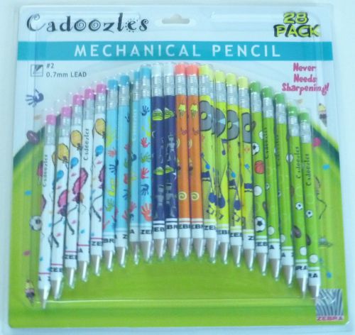 Zebra Cadoozles Mechanical Pencil, Assorted Barrels - 28 Pencil per Pack