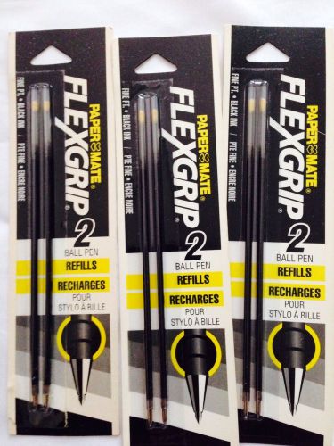 Paper Mate Flexgrip Ball Pen Refill Twin Pack Fine Point Black Ink 978-24