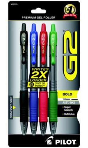 Pilot G2-1 Retractable Gel Roller Ball Bold 4 Count Assorted