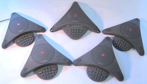 LOT OF 5 Polycom SoundStation asst&#039;d conference phones w/ 1 wall module