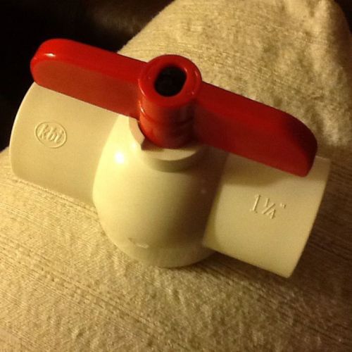 Ball Valve 1-1/4&#034; PVC KBI Model EBV-1250-T (Red Handle)