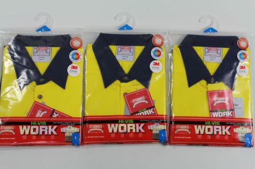 3 PACK New Stubbies Hi Vis reflective shirt short sleeve size LargeRRP$79.98#34Y