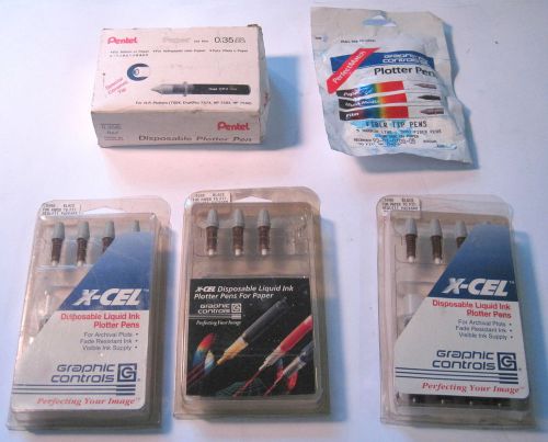 LOT 17 plotter pens X-Cel Pentel Graphics Control .3mm .35mm .50mm for HP