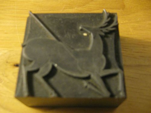 Printing Block Lead Type Deer Design American #144  A10 on face. 1-13/16&#034;h x