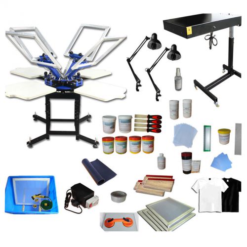 New 4 Color 4 Station Screen Printing Kit Press MachineFlash Dryer DIY T-shirt