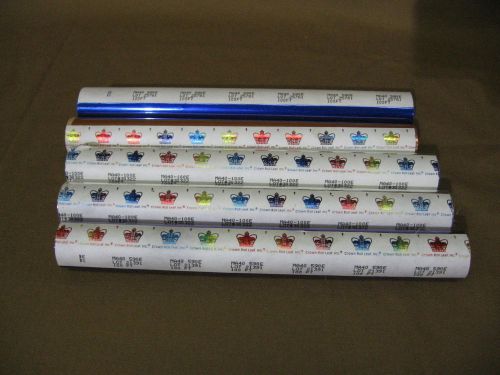 Lot of 5 new crown roll leaf hot stamp foil rolls 100ft metallic blue purple ect for sale