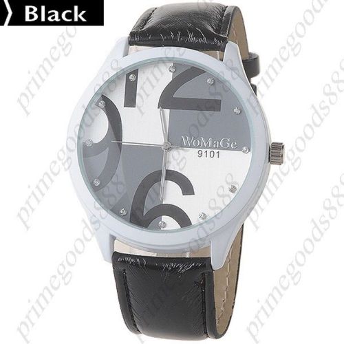 Classic Rhinestones Crystals Leatherette Quartz Wrist Wristwatch Women&#039;s Black