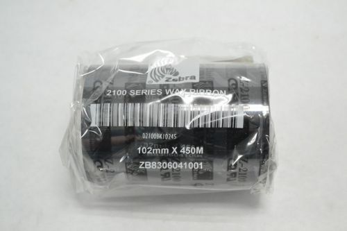 NEW ZEBRA 02100BK10245 2100 THERMAL PRINTER 102MM X 450M WAX INK RIBBON B252335