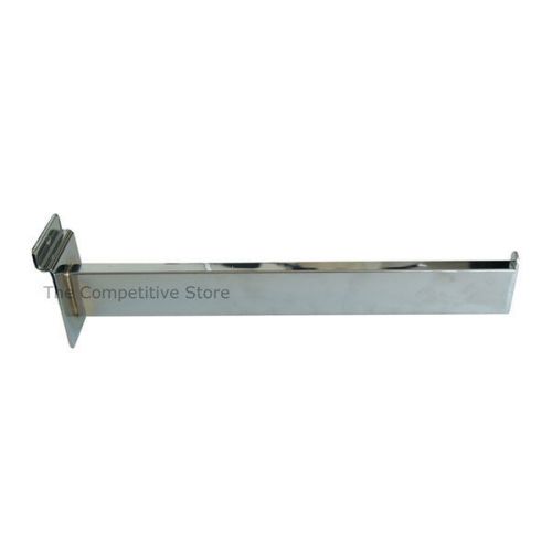 12&#034; slatwall rectangular tubing straight face-out for slat panels - chrome for sale