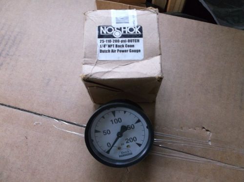 Dutch No Shock Air Pressure Gauge 1/4&#034; Back Conn 200 PSI FREE SHIPPING