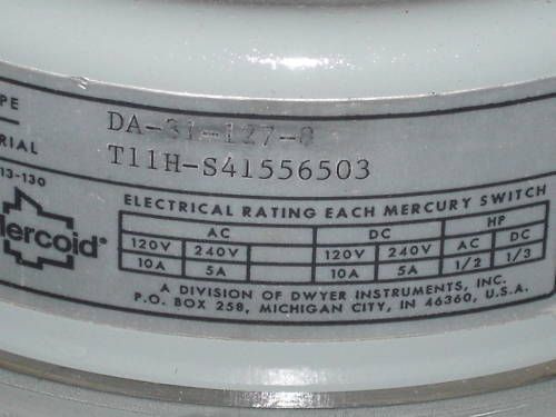 Mercoid da-31-127-8  pressure control switch *used* for sale